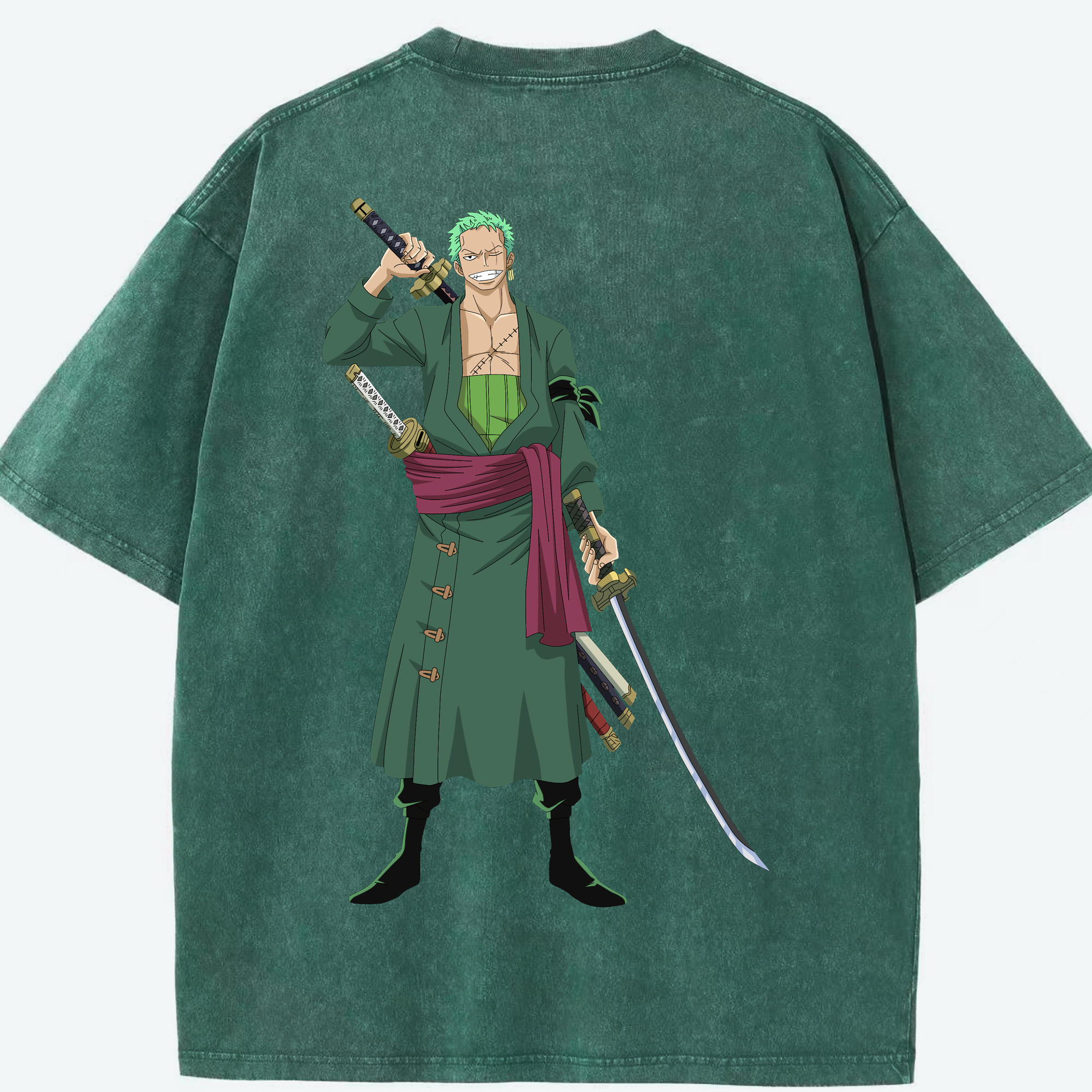 ワンピース ロロノア・ゾロ ONE PIECE Roronoa Zoro 綿100% ヴィンテージ風 半袖Tシャツ（背面プリント）